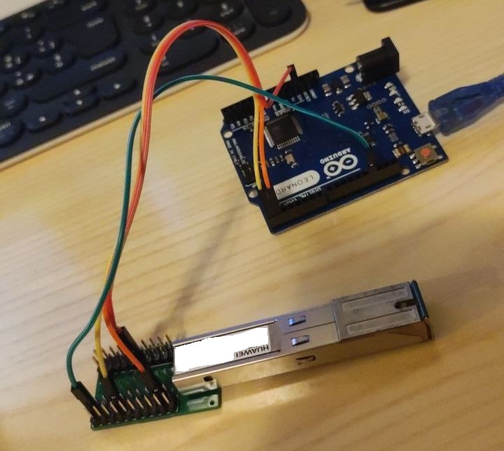 Example of how the SFP-TTL adapter is to be used with a custom board